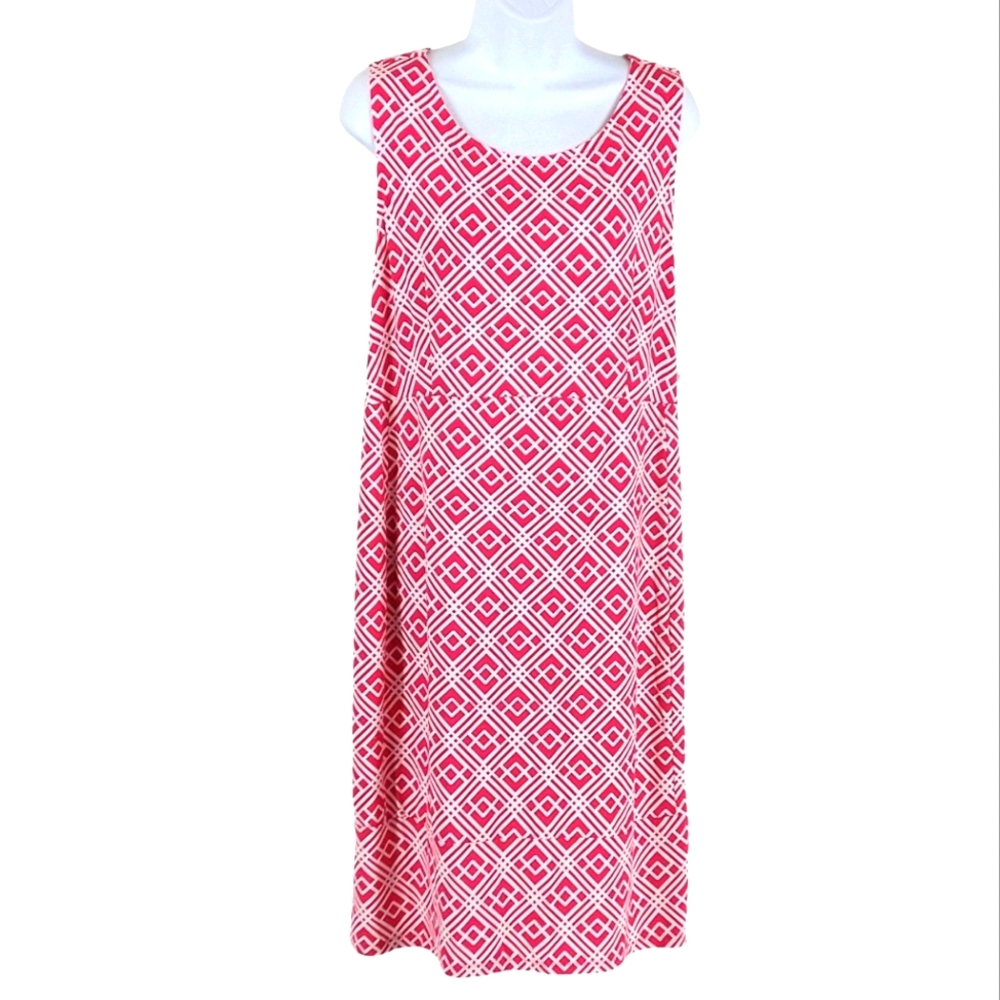 JM Collection pink and white sleeveless dress